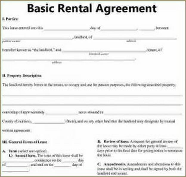 Basic Rental Agreement Or Residential Lease Printable