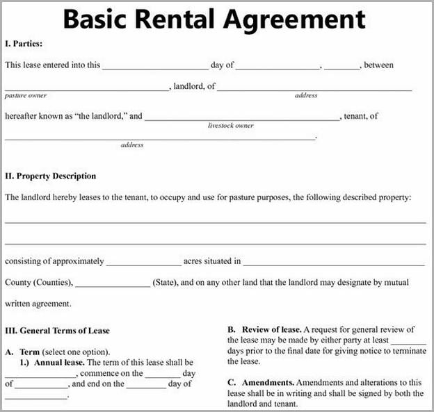 Blank Lease Agreement To Print