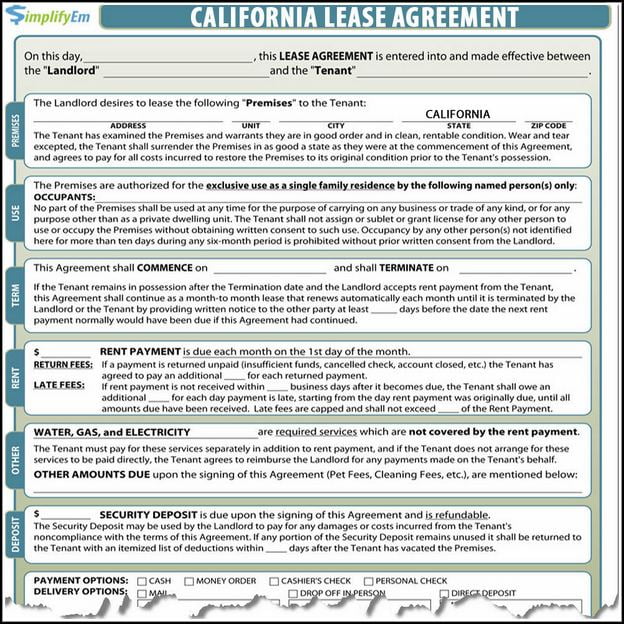 California Lease Agreement 2019