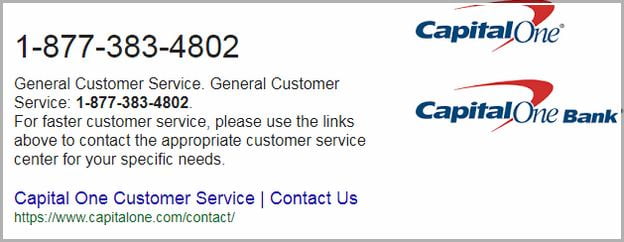 Capital One Bank Customer Service Telephone Number