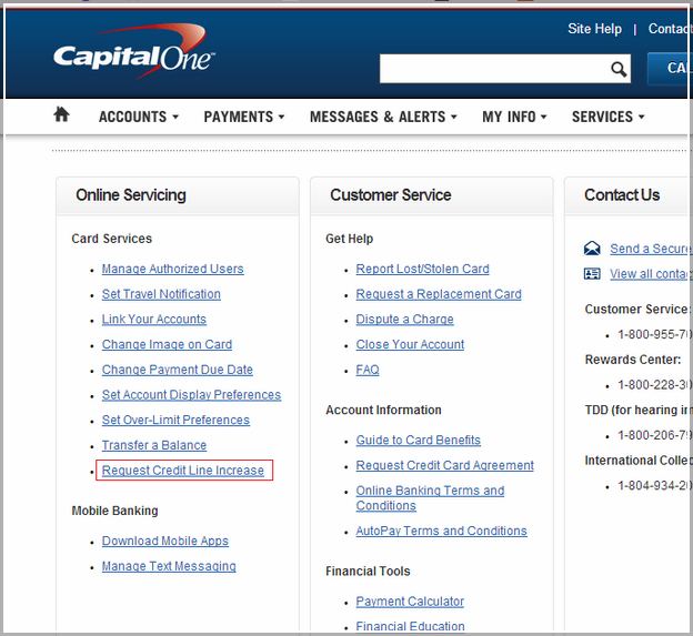 Capital One Credit Line Increase Request