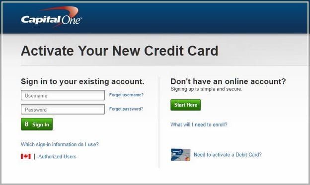 Capital One New Card Activation