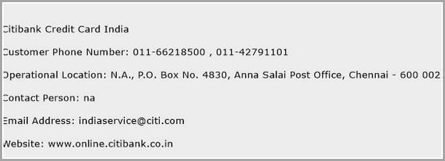 Citibank Customer Service Phone Number India