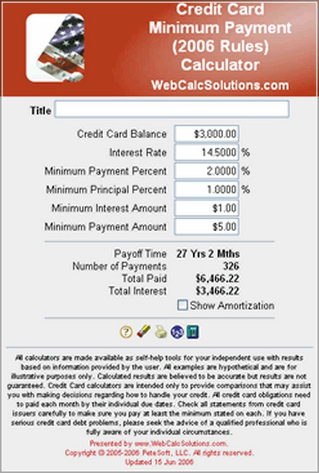 Credit Card Apr Minimum Payment Calculator