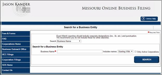 Missouri Secretary Of State Business Search