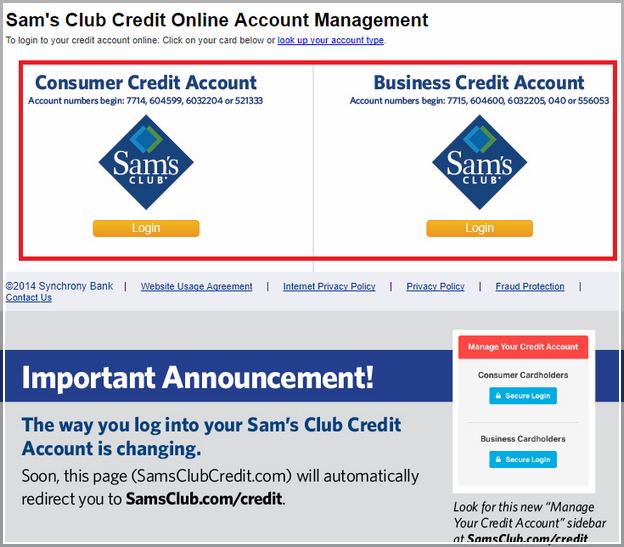 Sam's Club Credit Card Login Payment