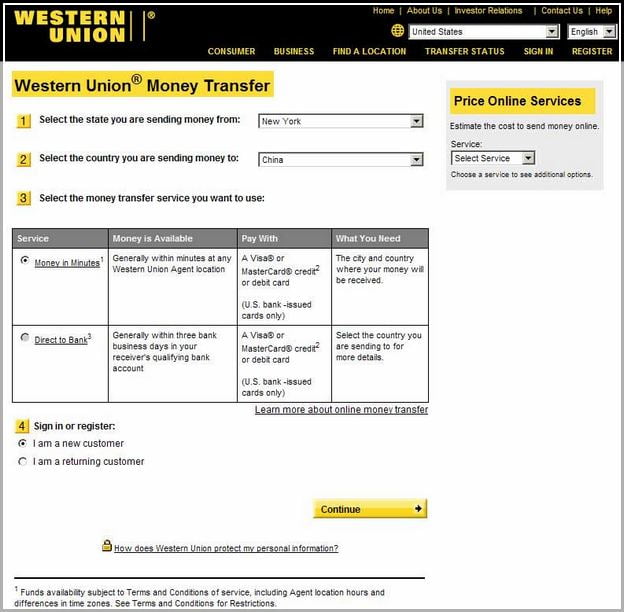 Send Money Online With Credit Card Western Union