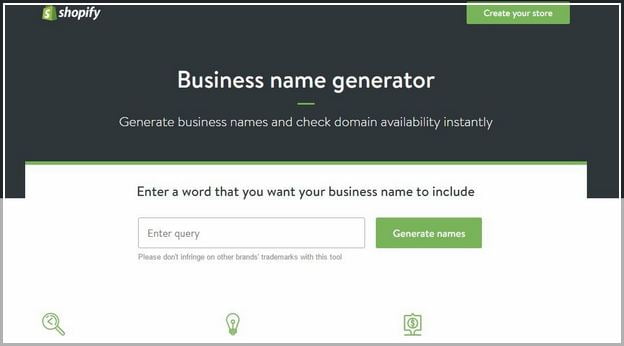 Shopify Business Name Creator