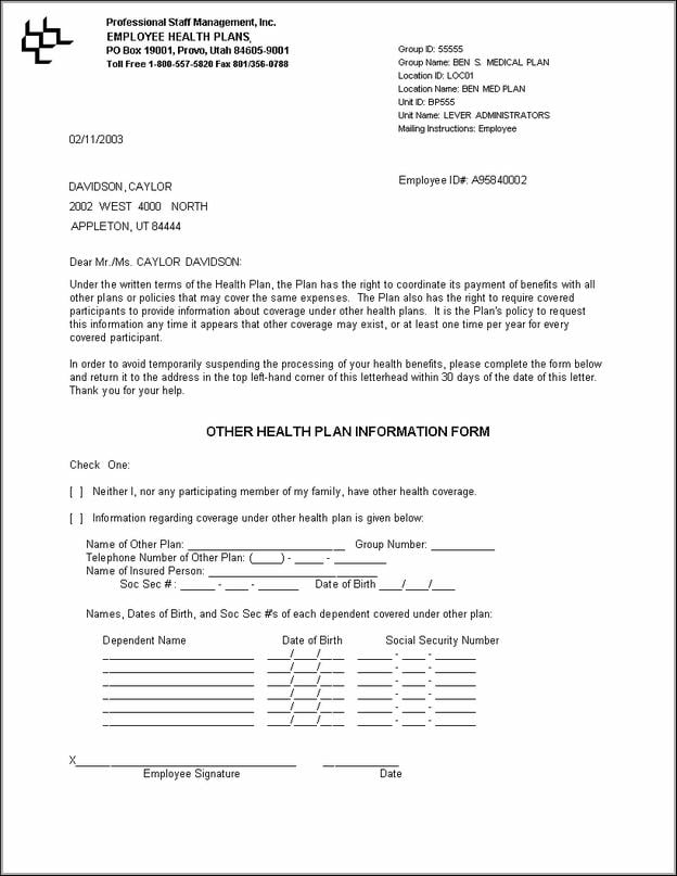 Tricare Proof Of Insurance Letter