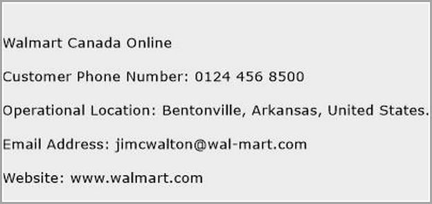 Walmart Canada Online Customer Service Phone Number